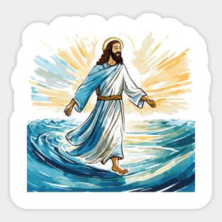 Jesus Christ walking on water Sticker